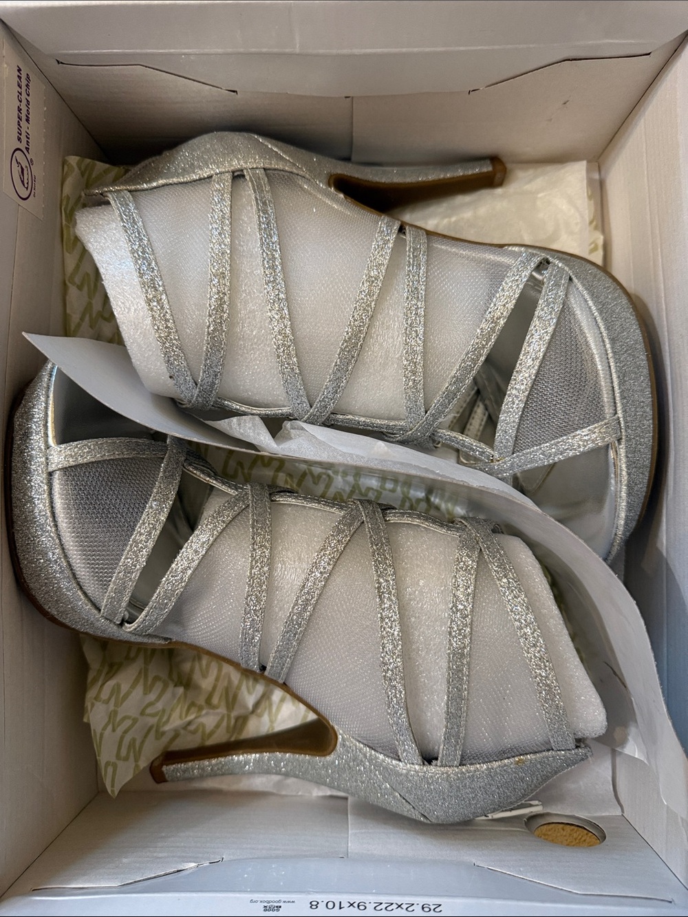 Unlisted Silver Glitter Strappy High Heel Sandals
